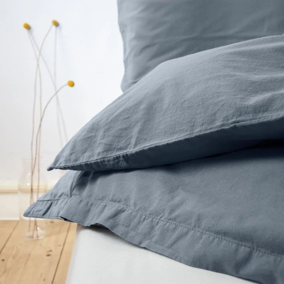 erlich textil Bettwäsche aus Leinen in taubenblau