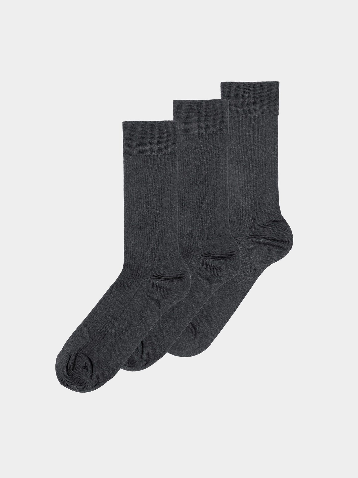 Casual Cotton Ribbed socks in a 3-pack black-melange 39-42