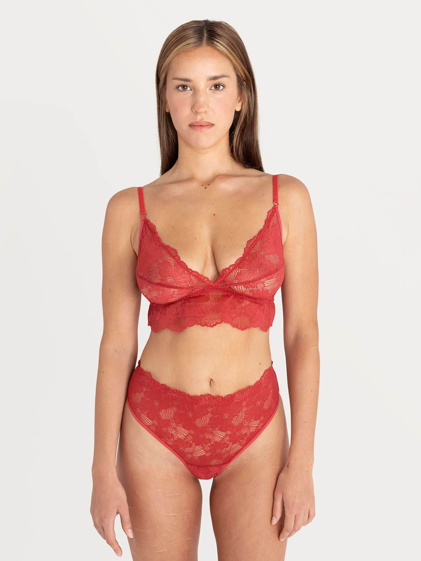 Classy lace triangle bra pomegranate 36