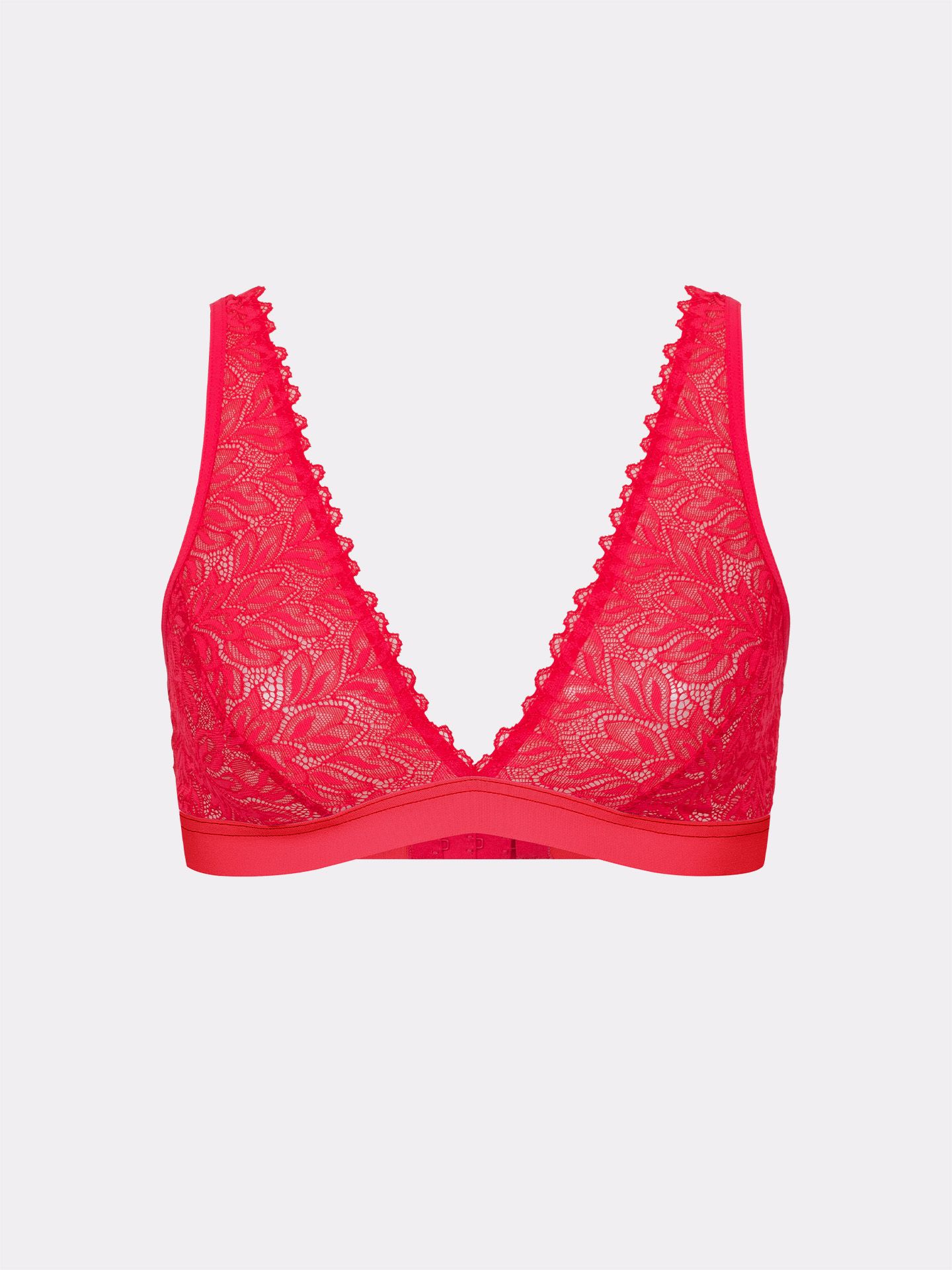 Dreamy Lace Wireless Plunge Bra chili red 38