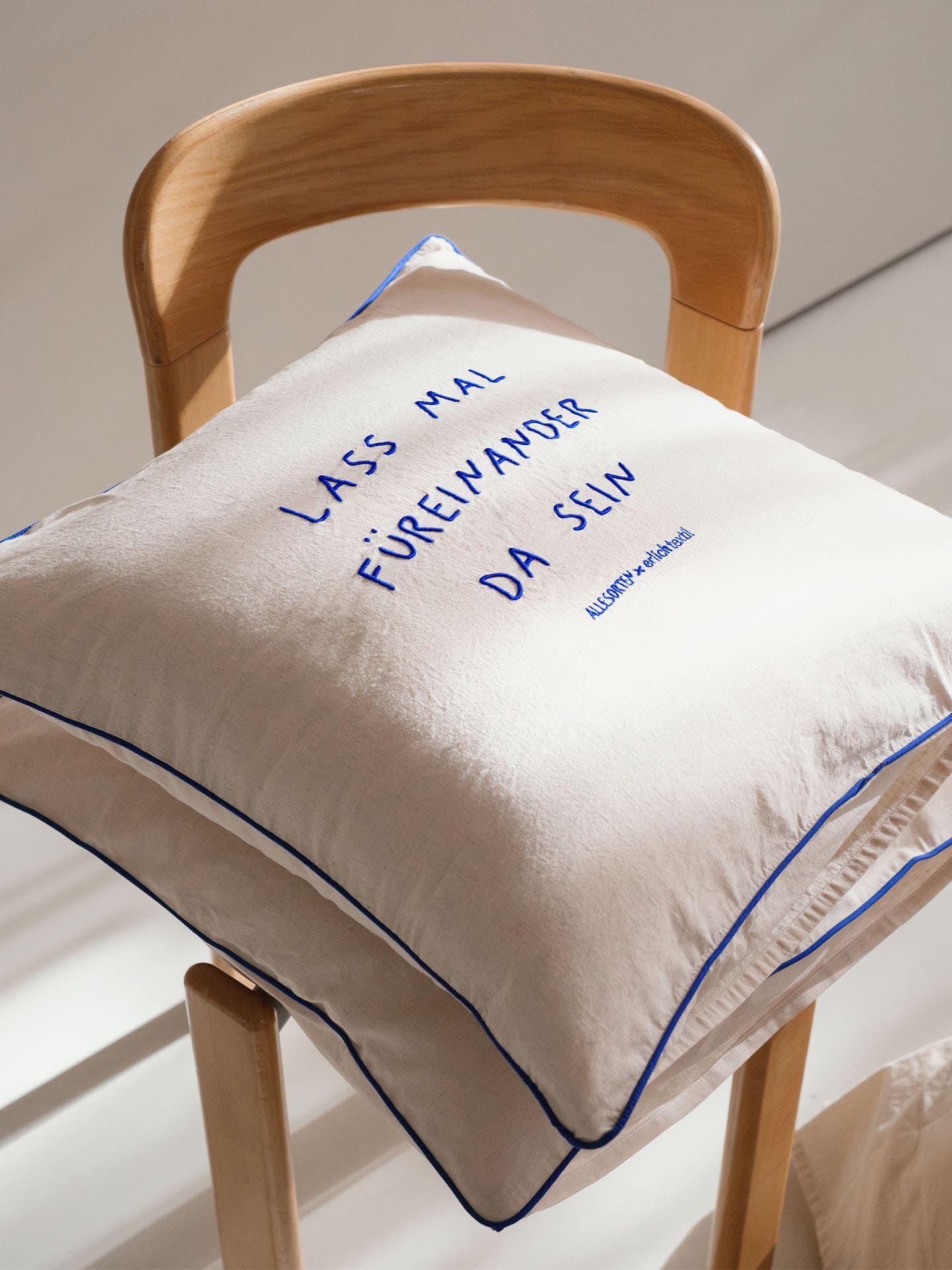 allesorten x erlich textil Kissenbezug mit Stickerei natur