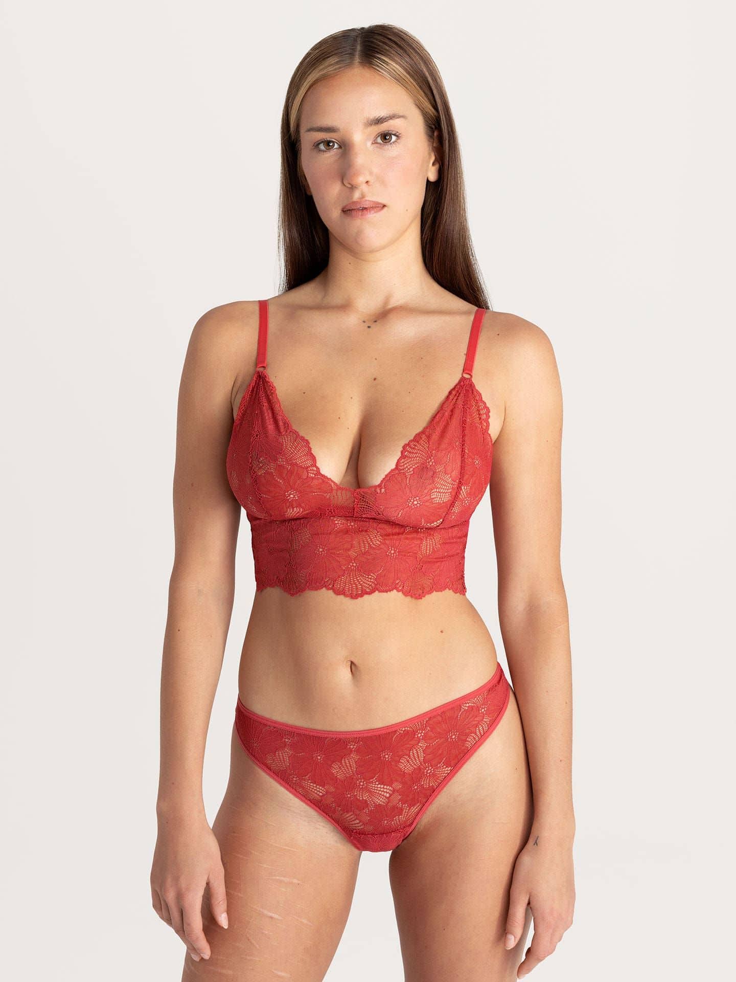 Classy Lace Bralette Top granatapfel  38