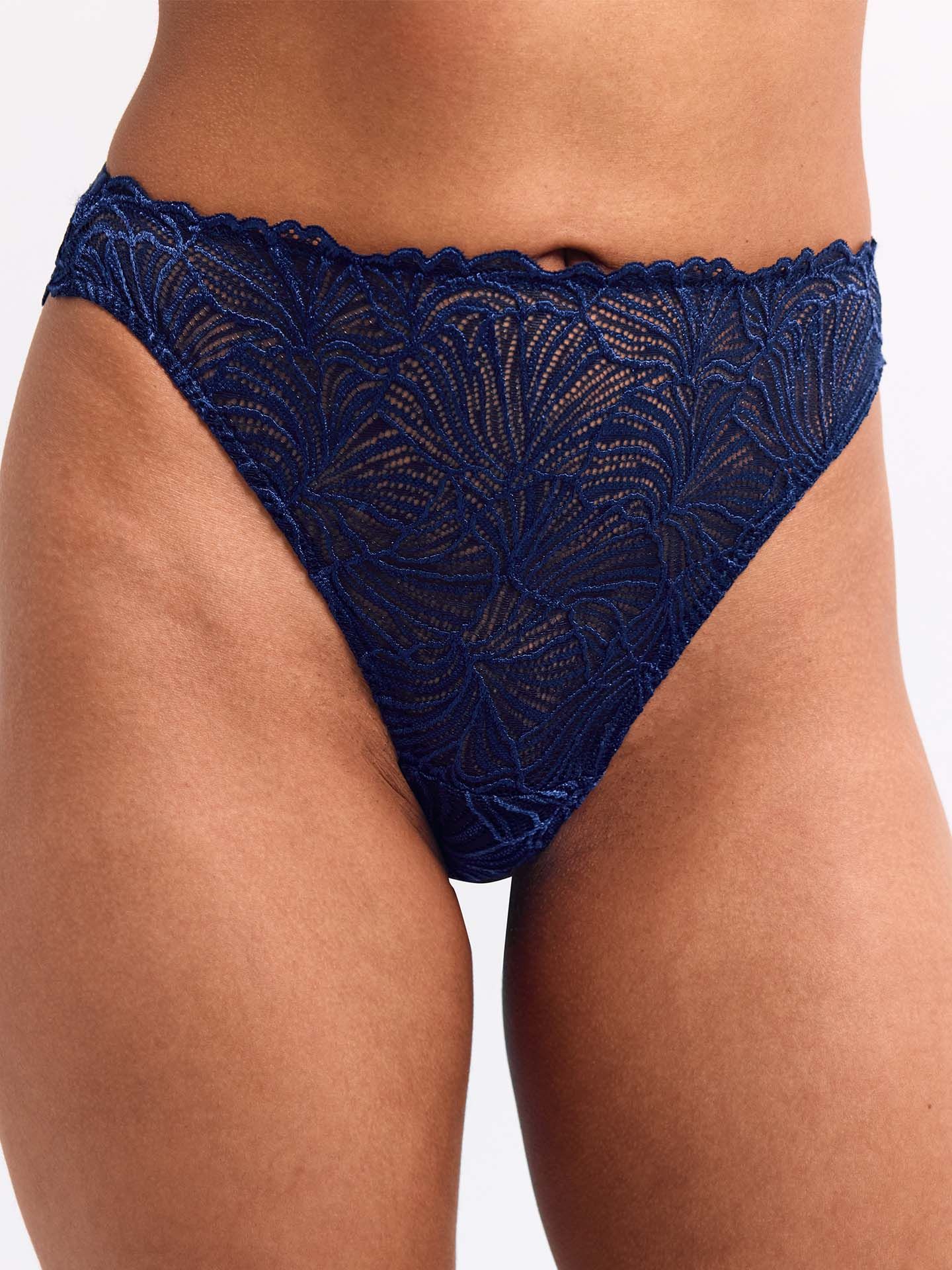 Fluid Lace Highwaist Brazil String mitternachtblau 38