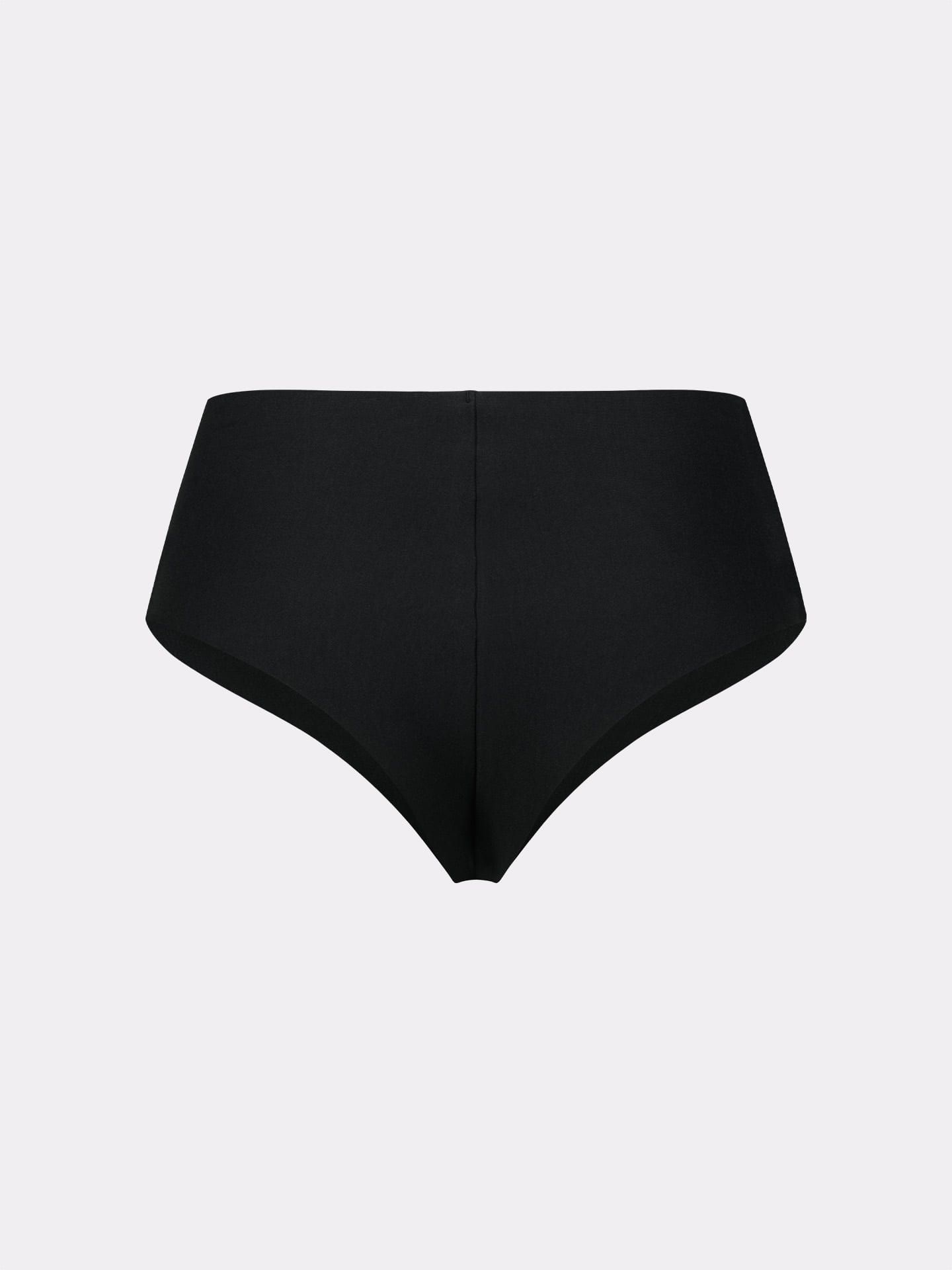 Casual Cotton High Waist Brazil Thong black S