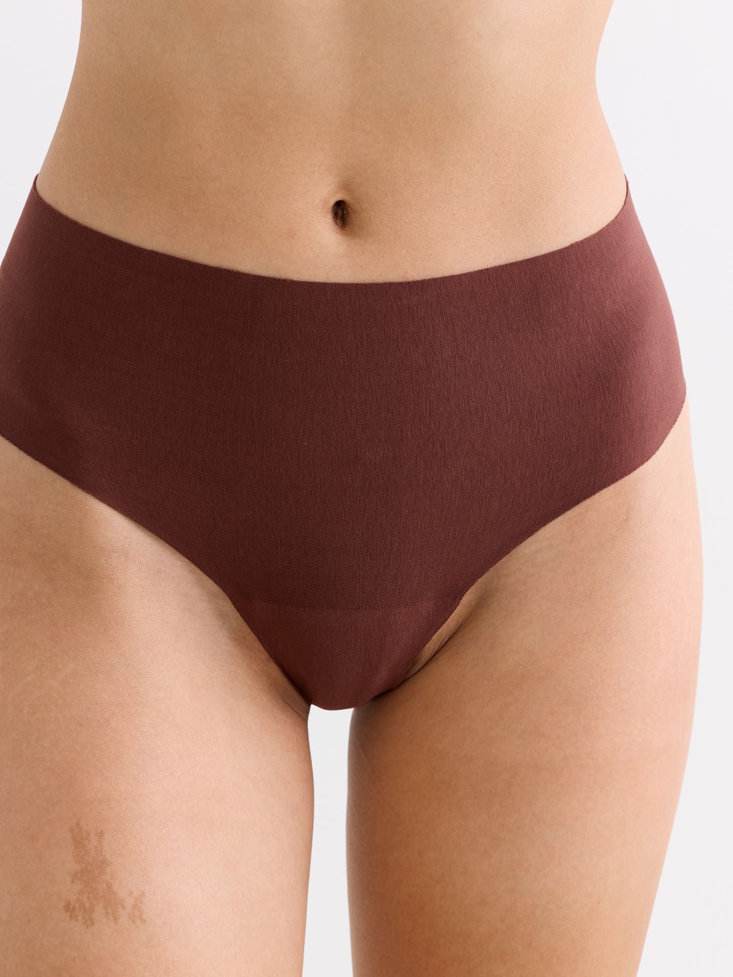 Casual Cotton High Waist Brazil Thong umber M