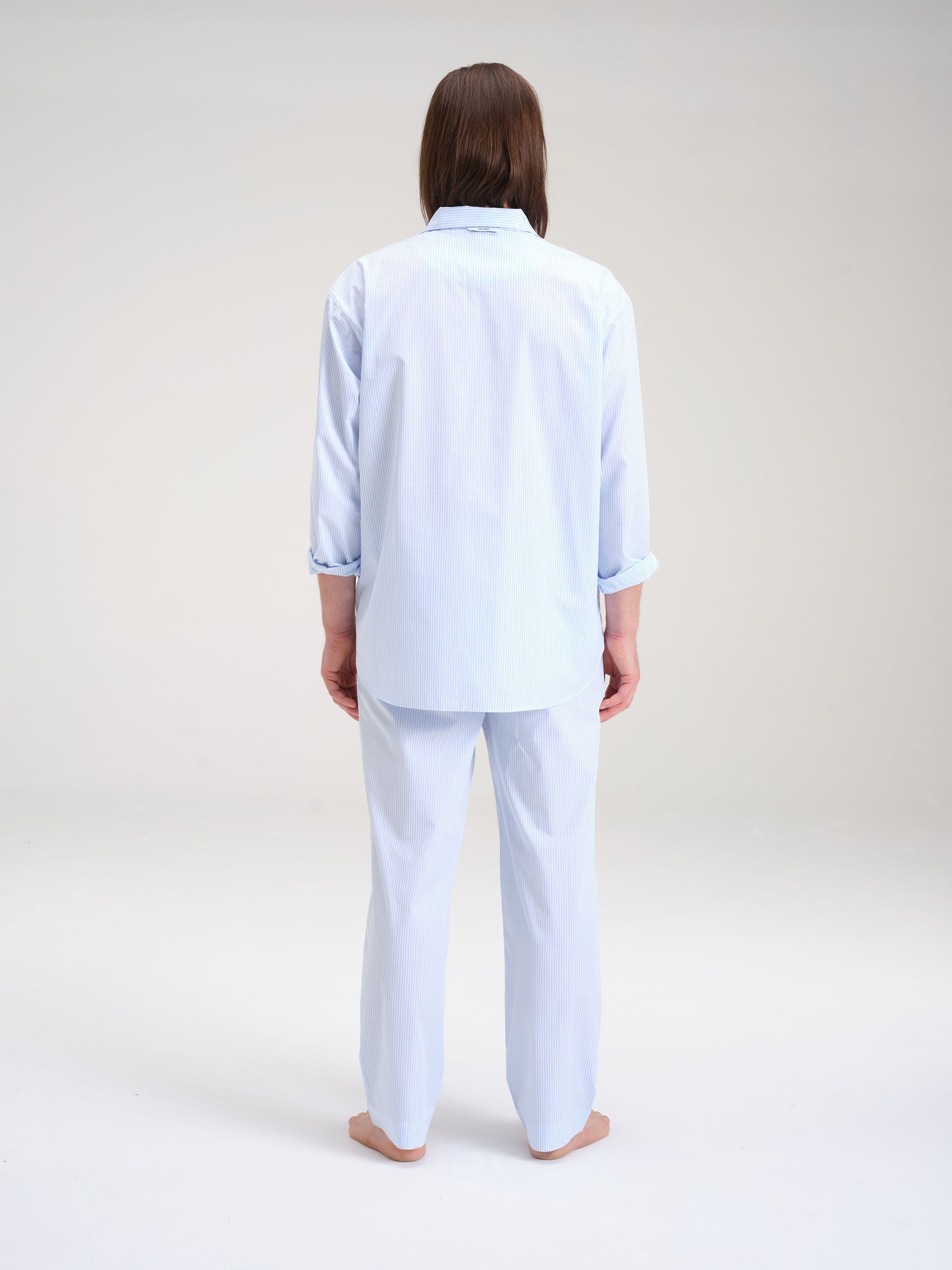 Avonté Pyjama Shirt brave blue stripe Nachtwäsche Größe S