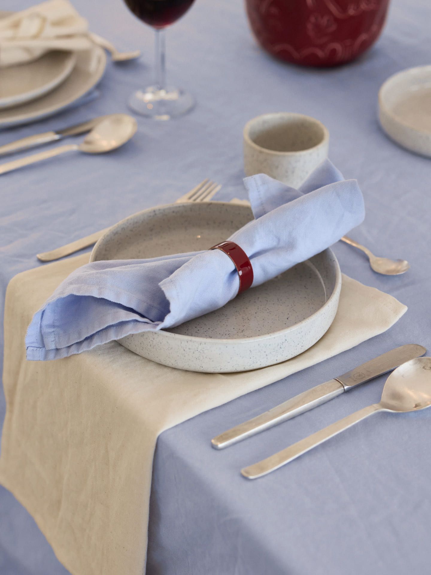 onomao x erlich textil Cloth napkins 4-pack soft blue 45x45