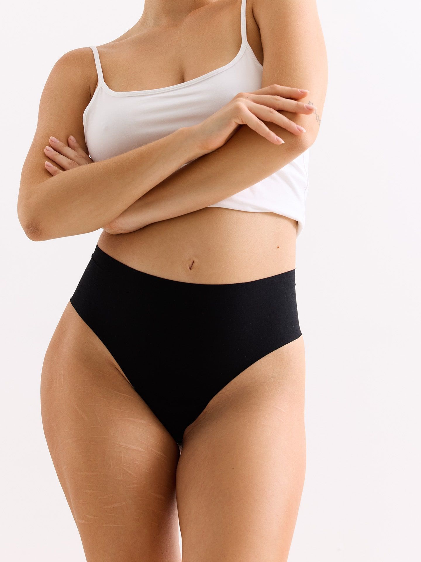 Light Touch High Waist Brazil Thong black L
