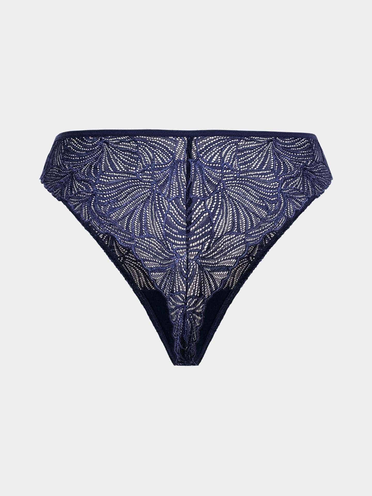 Fluid Lace Highwaist Brazil String mitternachtblau 38