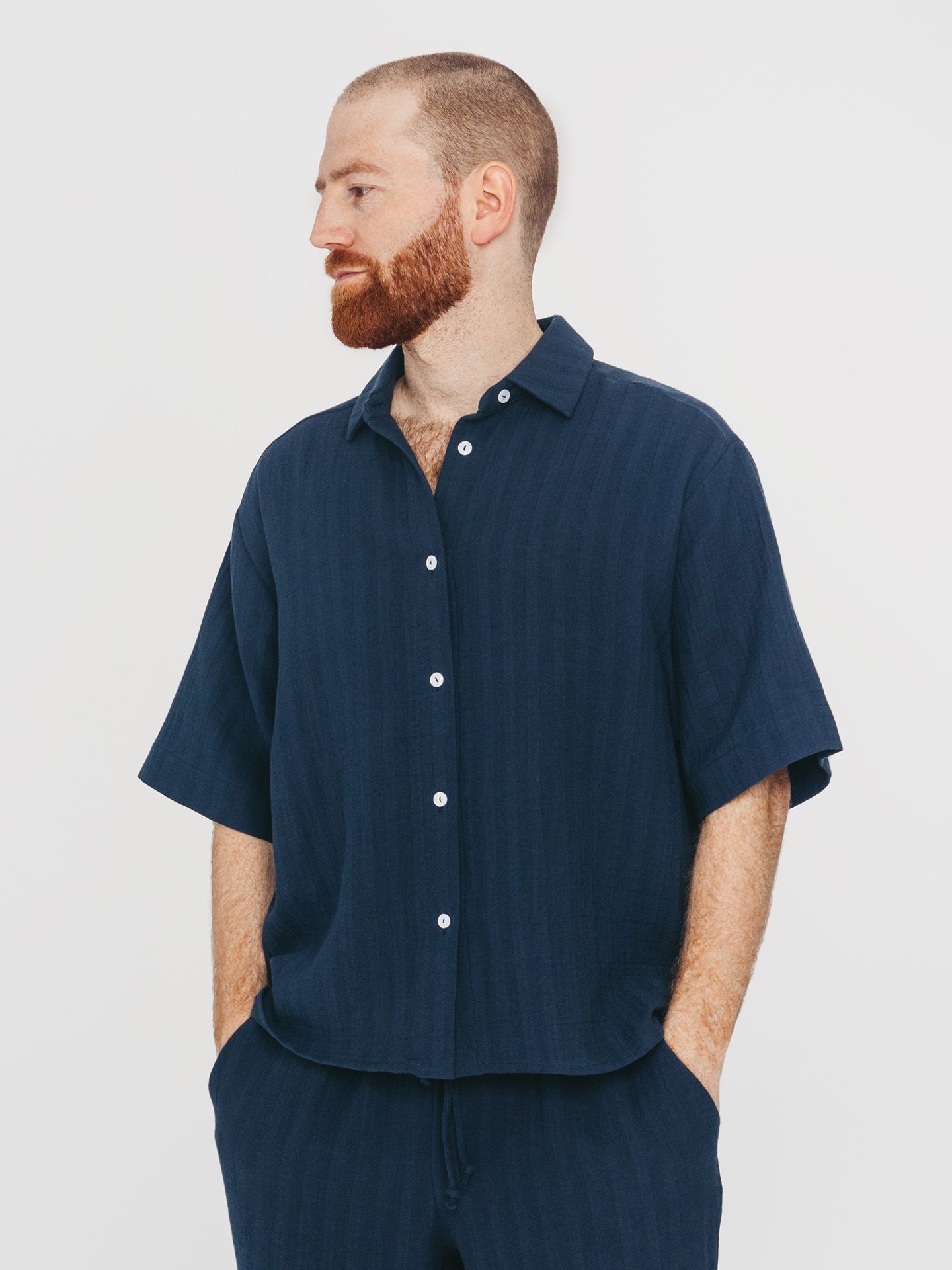 Simply Cotton Kurzarmhemd mitternachtblau L