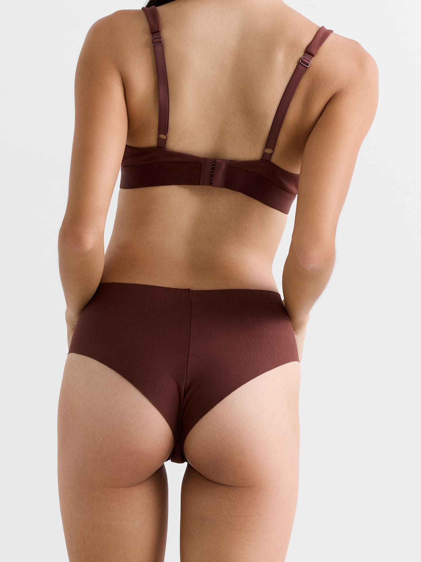 Casual Cotton High Waist Brazil Thong umber M