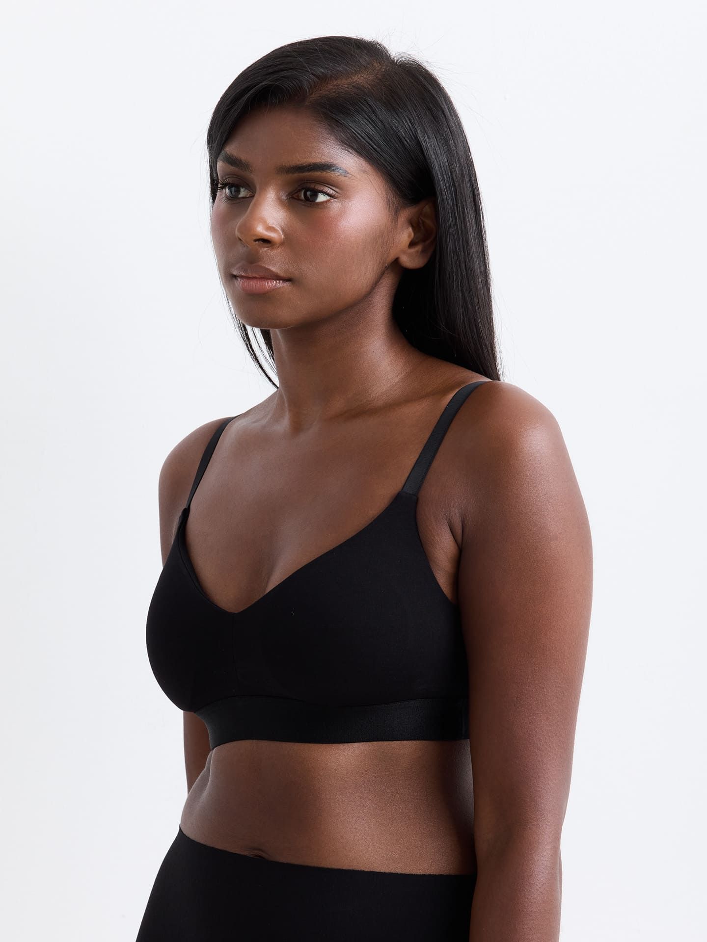 Casual Cotton Bralette with removable Pads black L