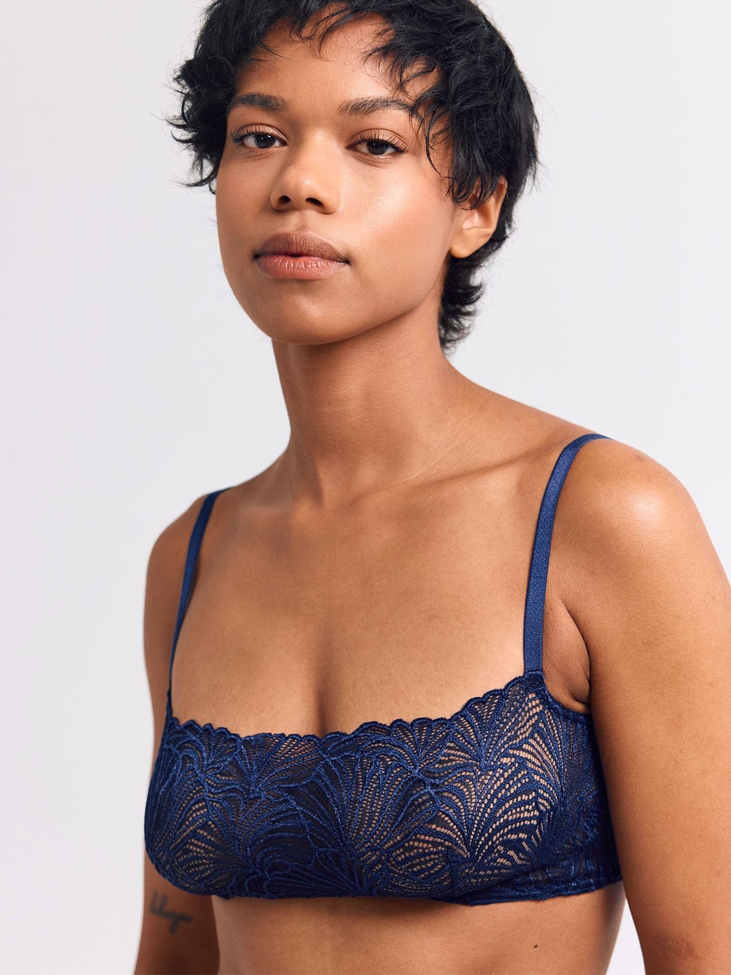 Fluid Lace Bandeau Bralette mitternachtblau 38