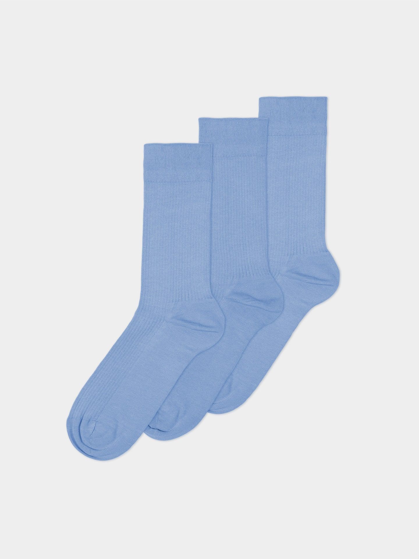 Casual Cotton Ribbed socks in a 3-pack sky blue 39-42