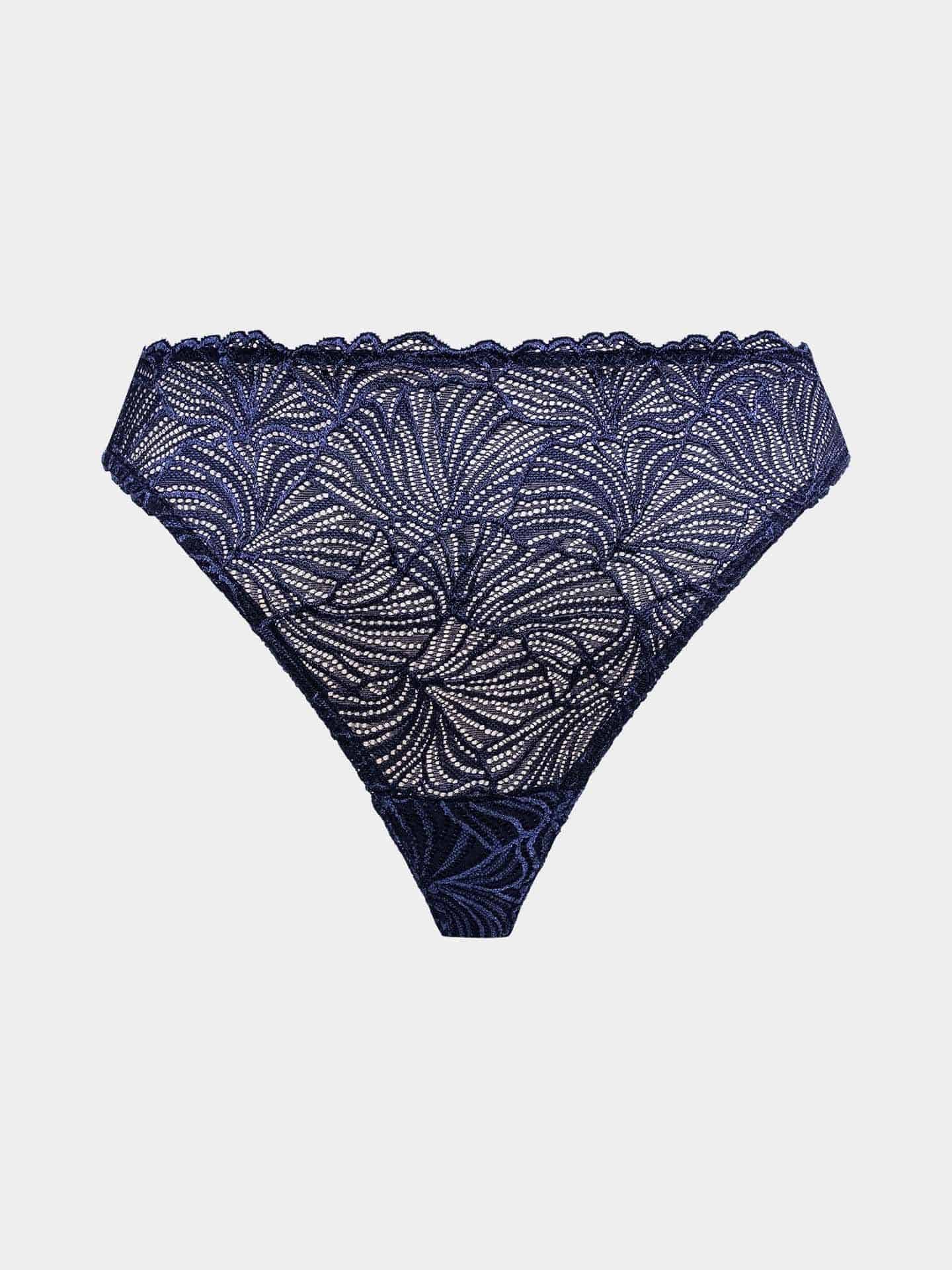 Fluid Lace Highwaist Brazil String mitternachtblau 38