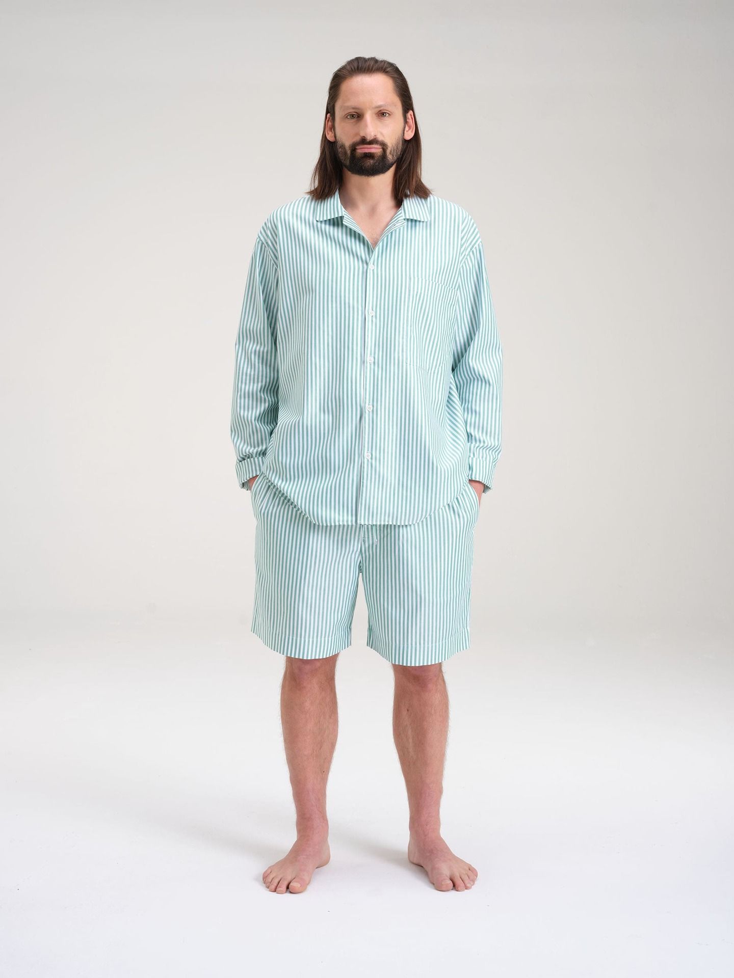 Avonté Pyjama Shorts gratitude green stripe Nightwear Size L