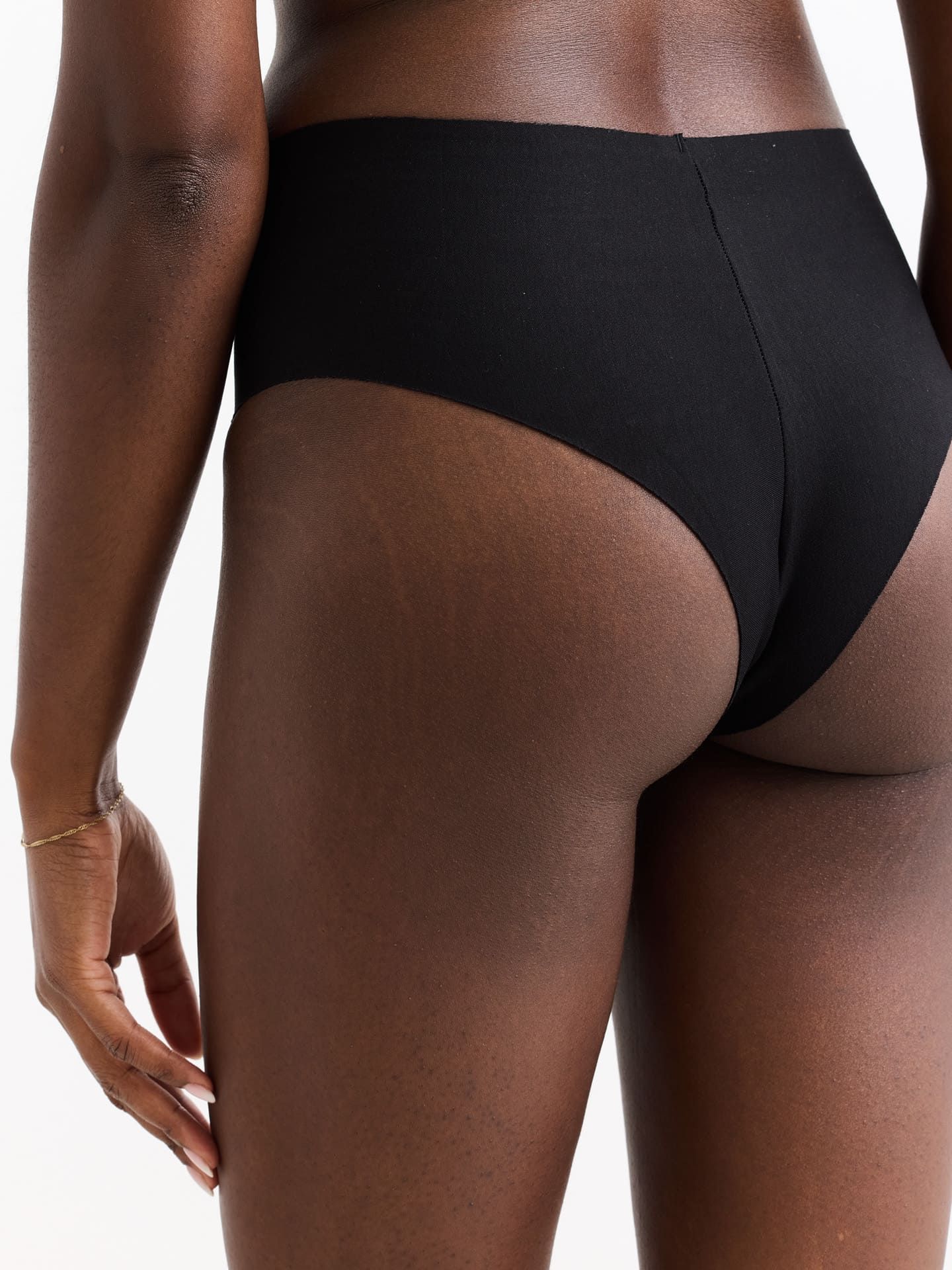 Casual Cotton High Waist Brazil Thong black S