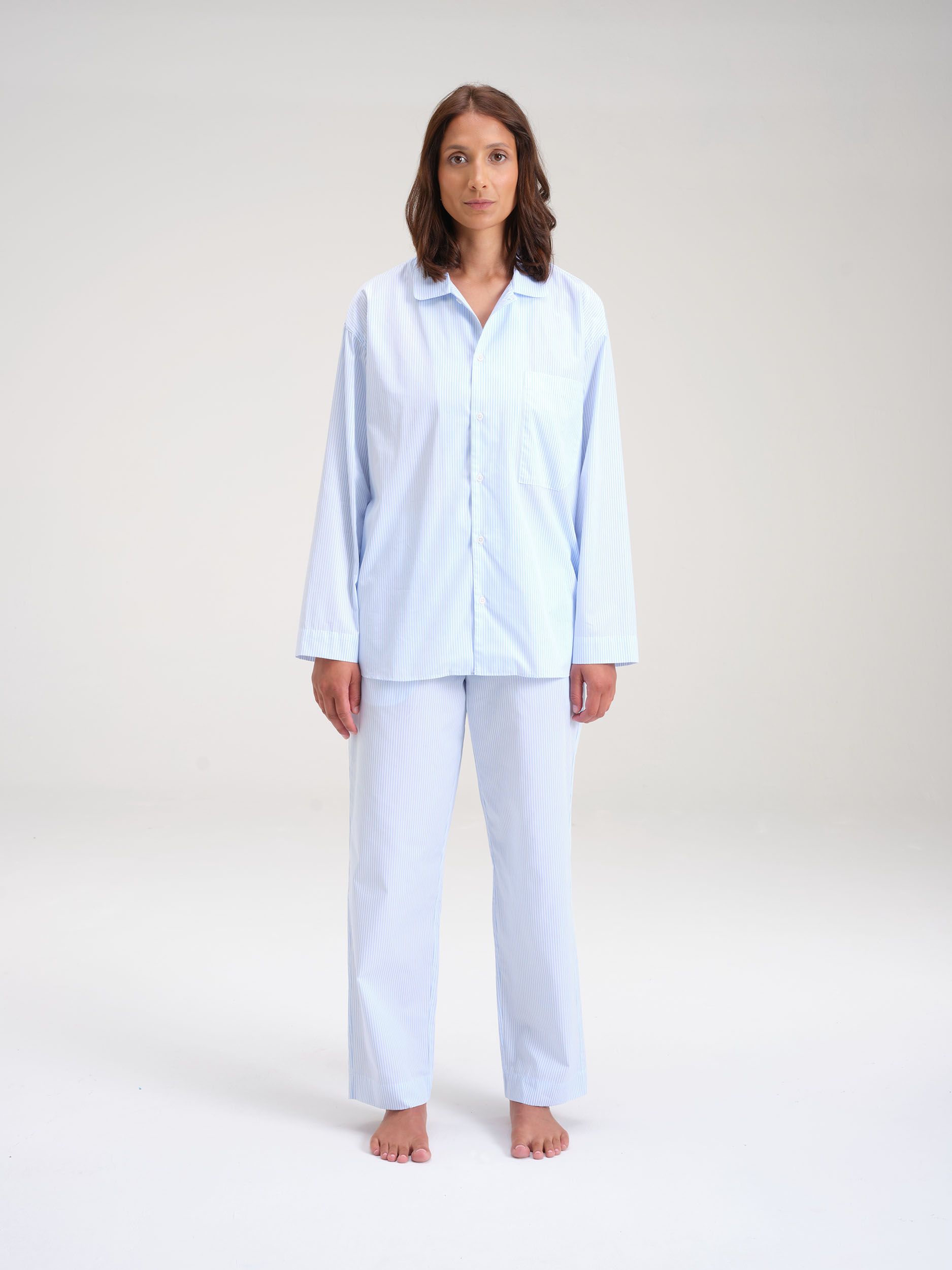 Avonté Pyjama Shirt brave blue stripe Nachtwäsche Größe S