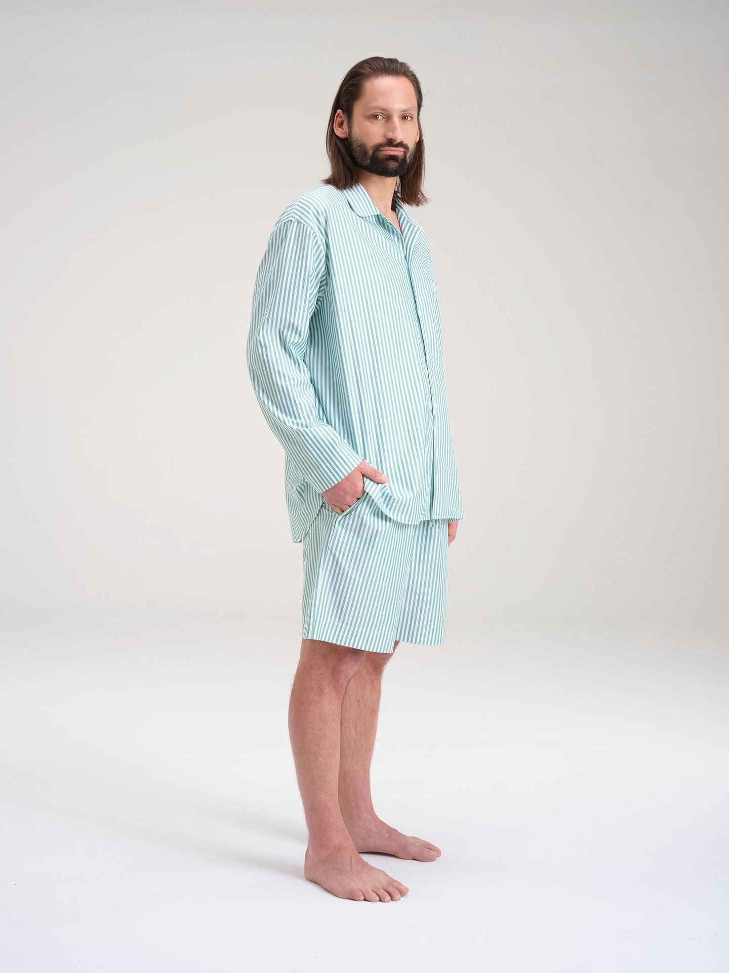 Avonté Pyjama Shorts gratitude green stripe Nightwear Size L