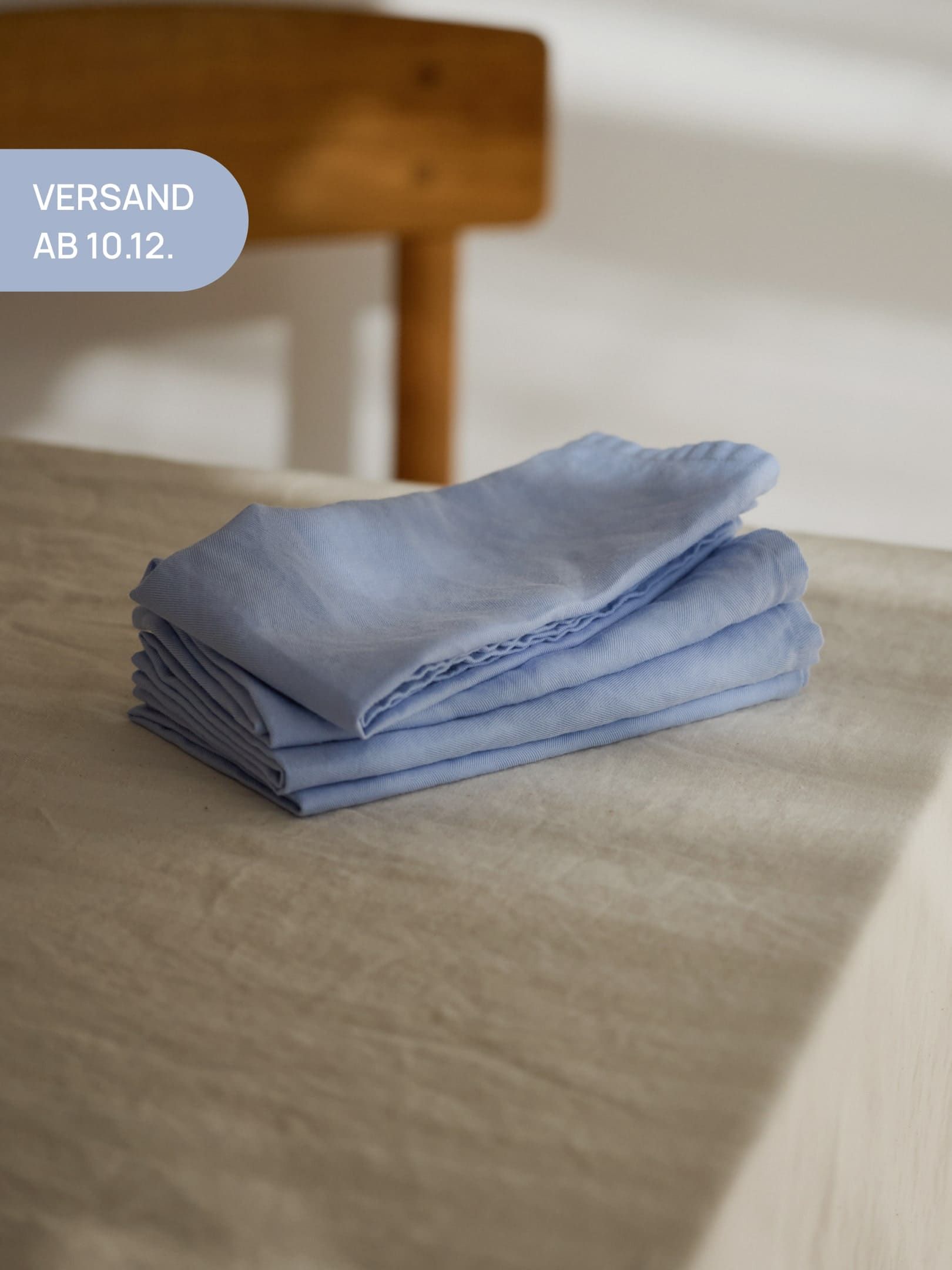 onomao x erlich textil Stoffservietten im 4er Pack zartblau 45x45