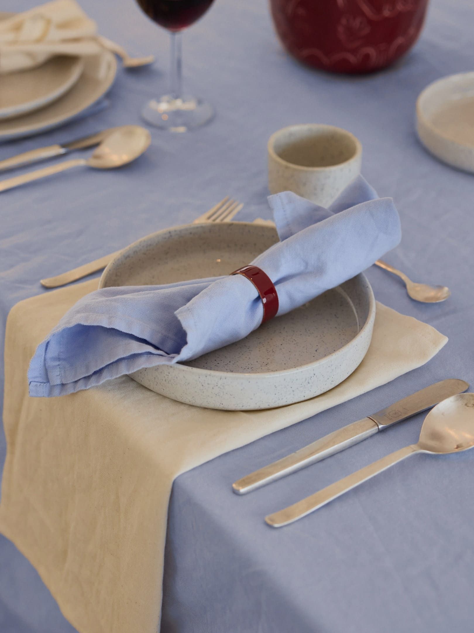 onomao x erlich textil Stoffservietten im 4er Pack zartblau 45x45