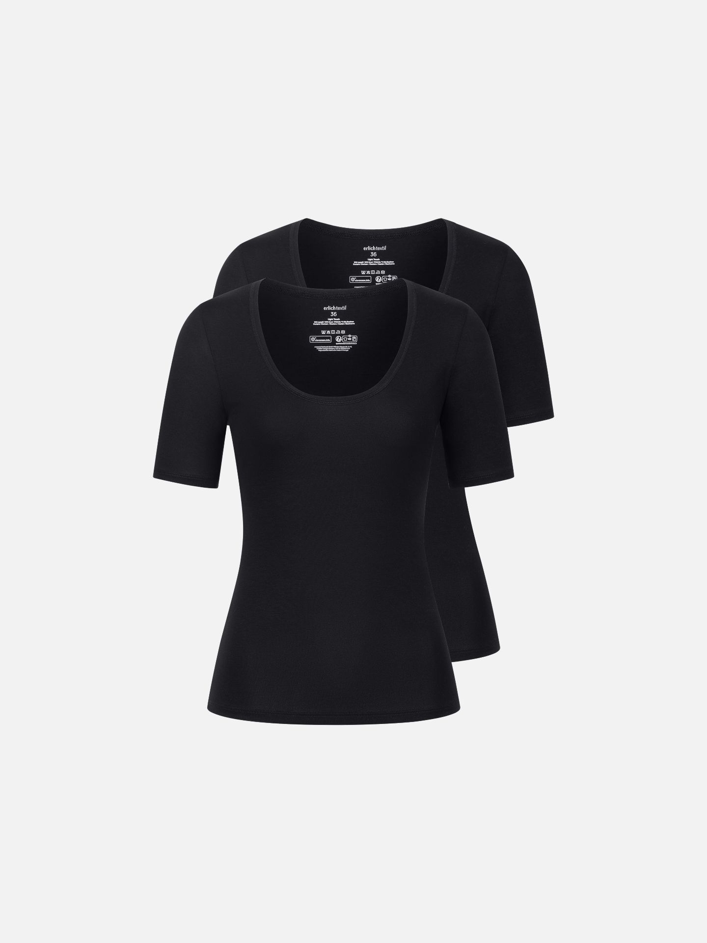 Light Touch Ballet Neck T-Shirt in a pack of 2 black 38