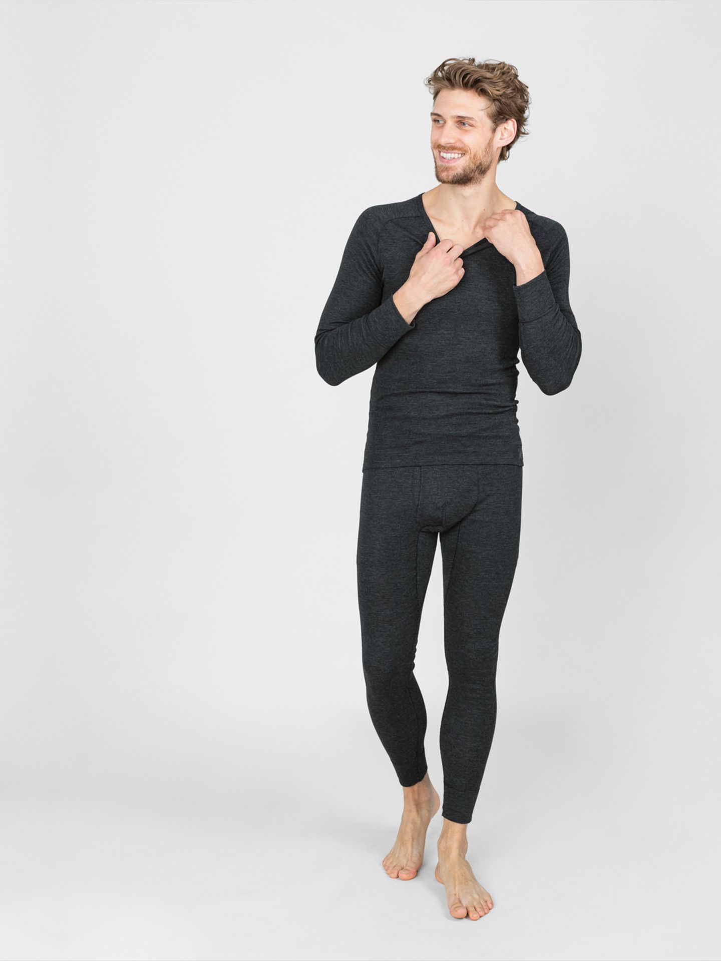 Jakob Thermoshirt Langarm schwarz-melange L