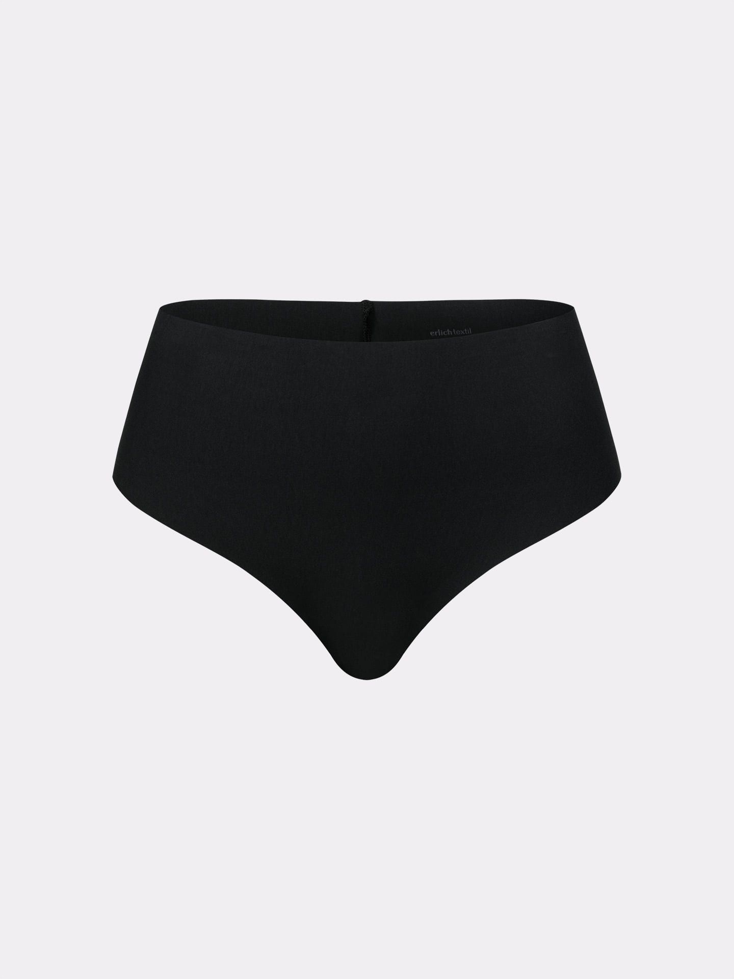Casual Cotton High Waist Brazil Thong black S