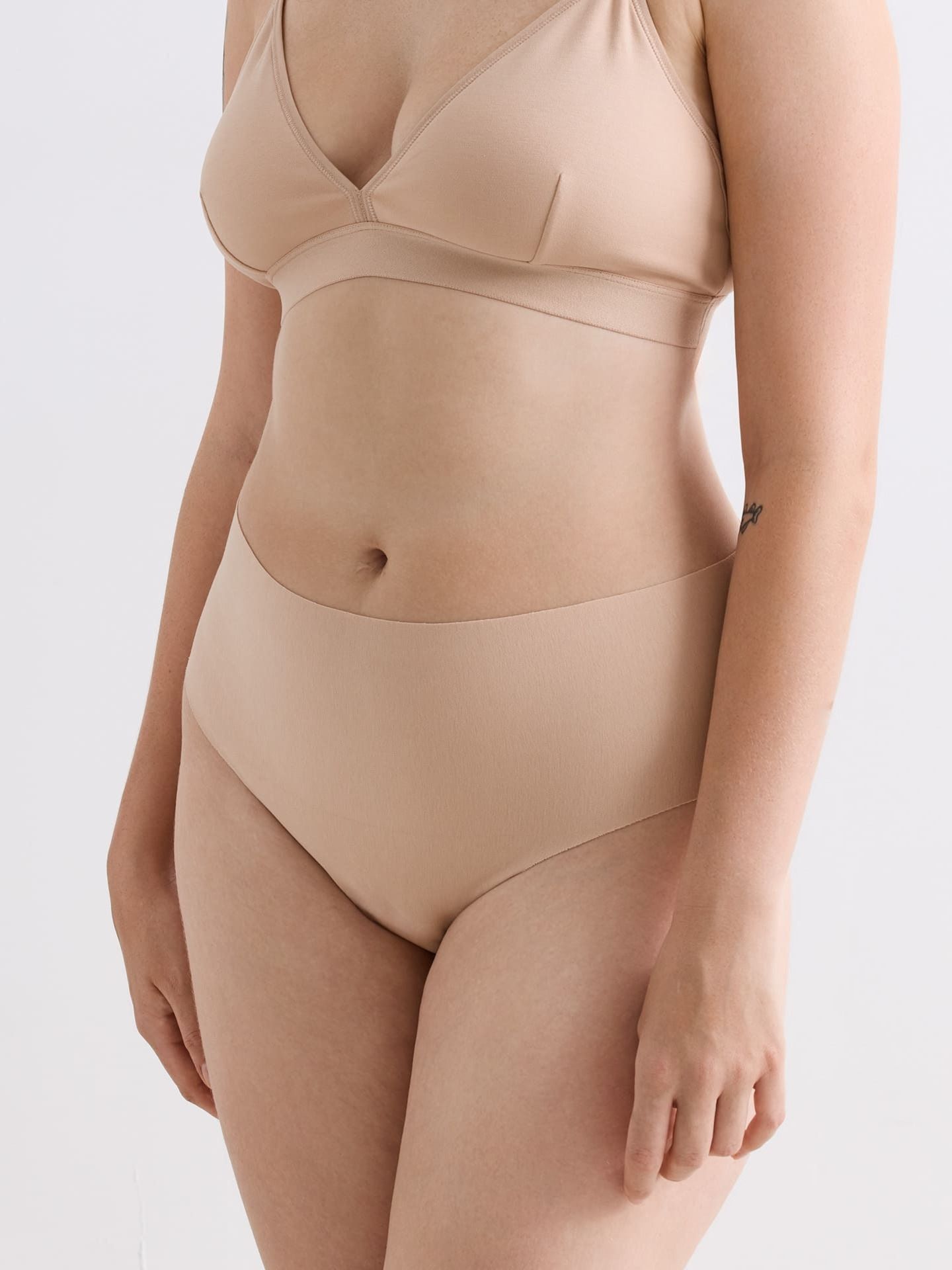 Casual Cotton High Waist Brazil Thong clay M