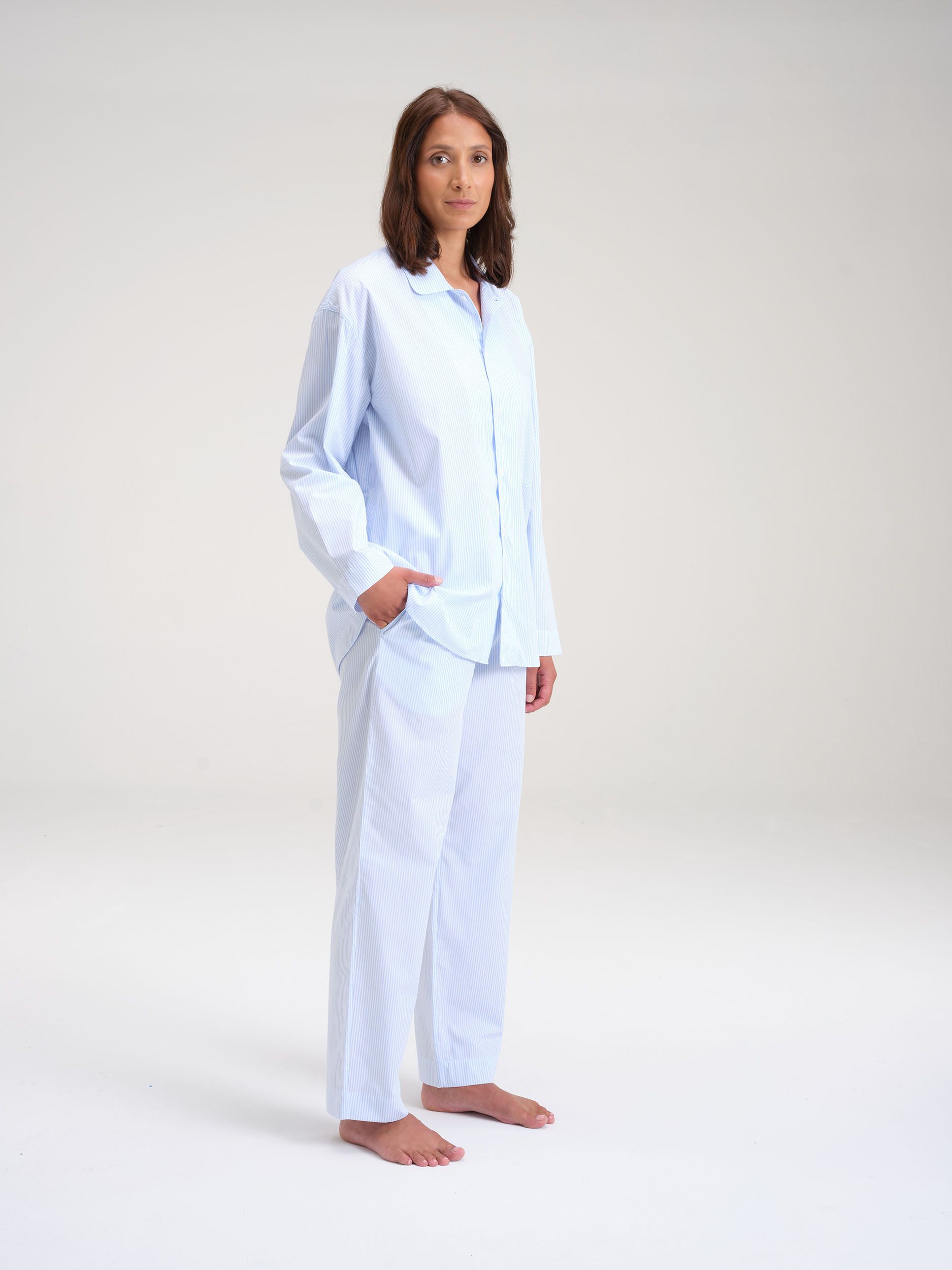 Avonté Pyjama Shirt brave blue stripe Nachtwäsche Größe S