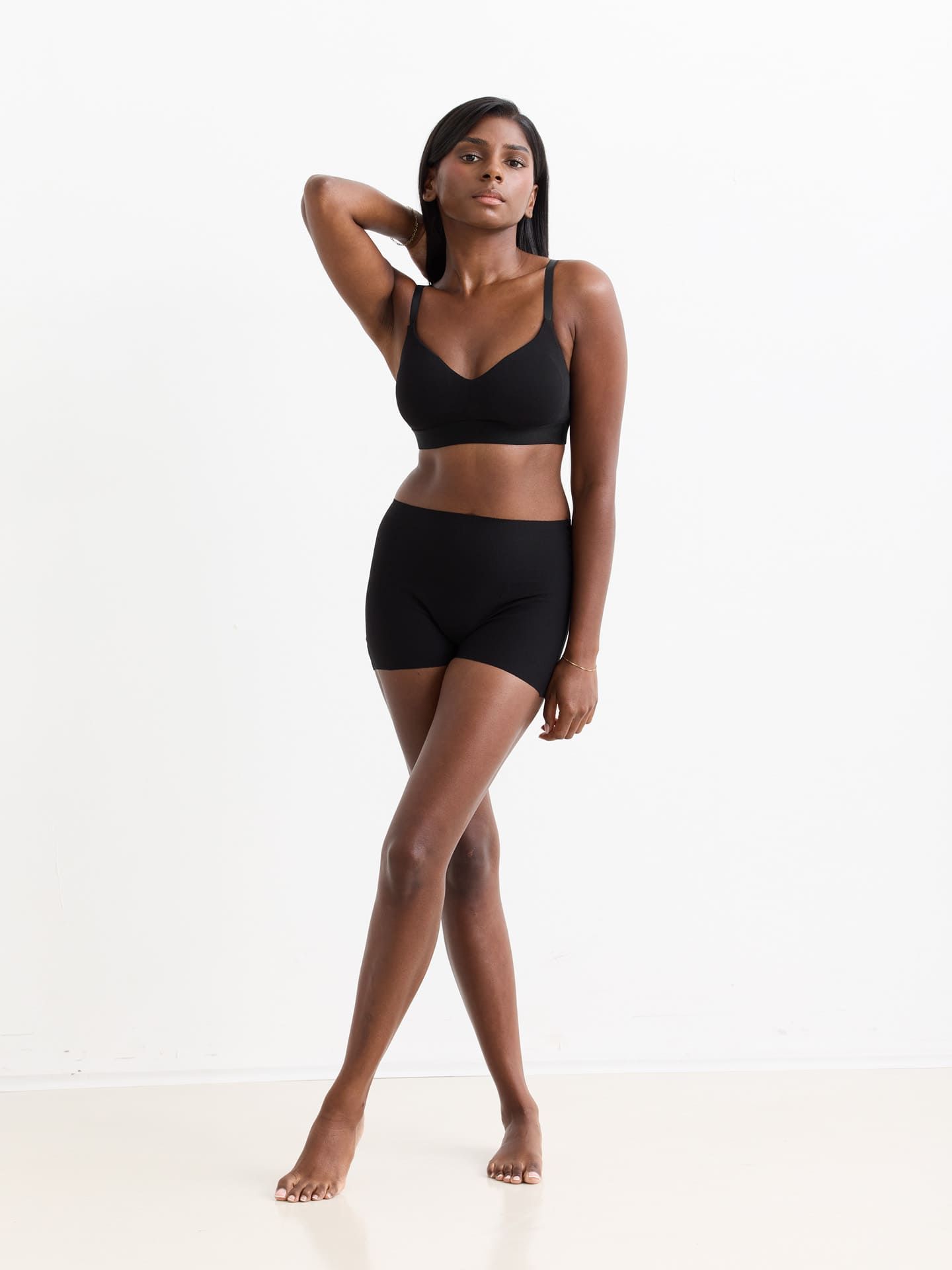 Casual Cotton Bralette with removable Pads black L