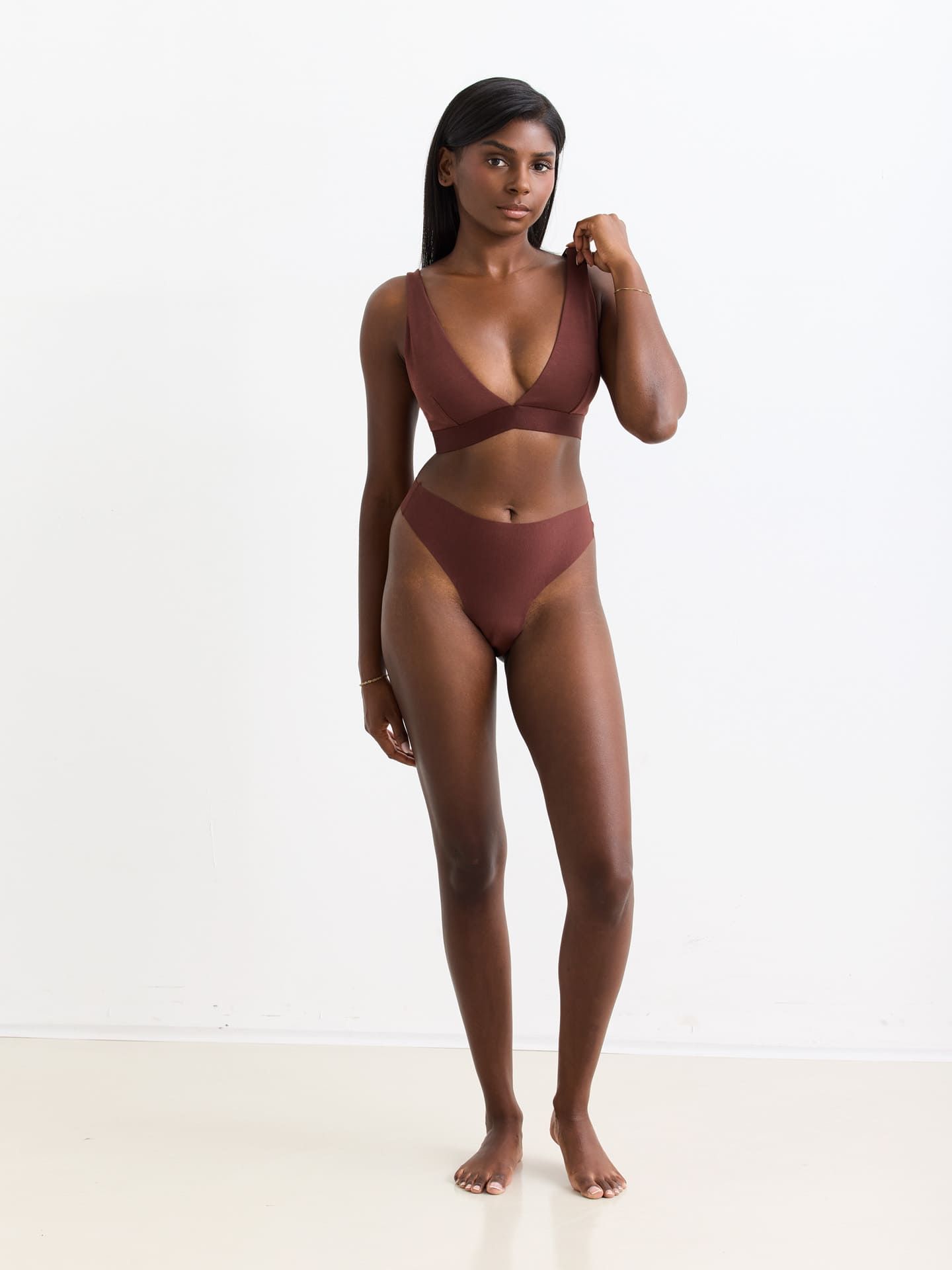 Casual Cotton Plunge Bra umber L