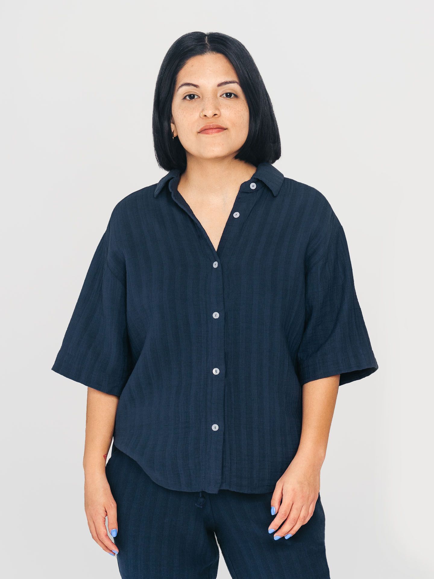 Simply Cotton Kurzarmhemd mitternachtblau L