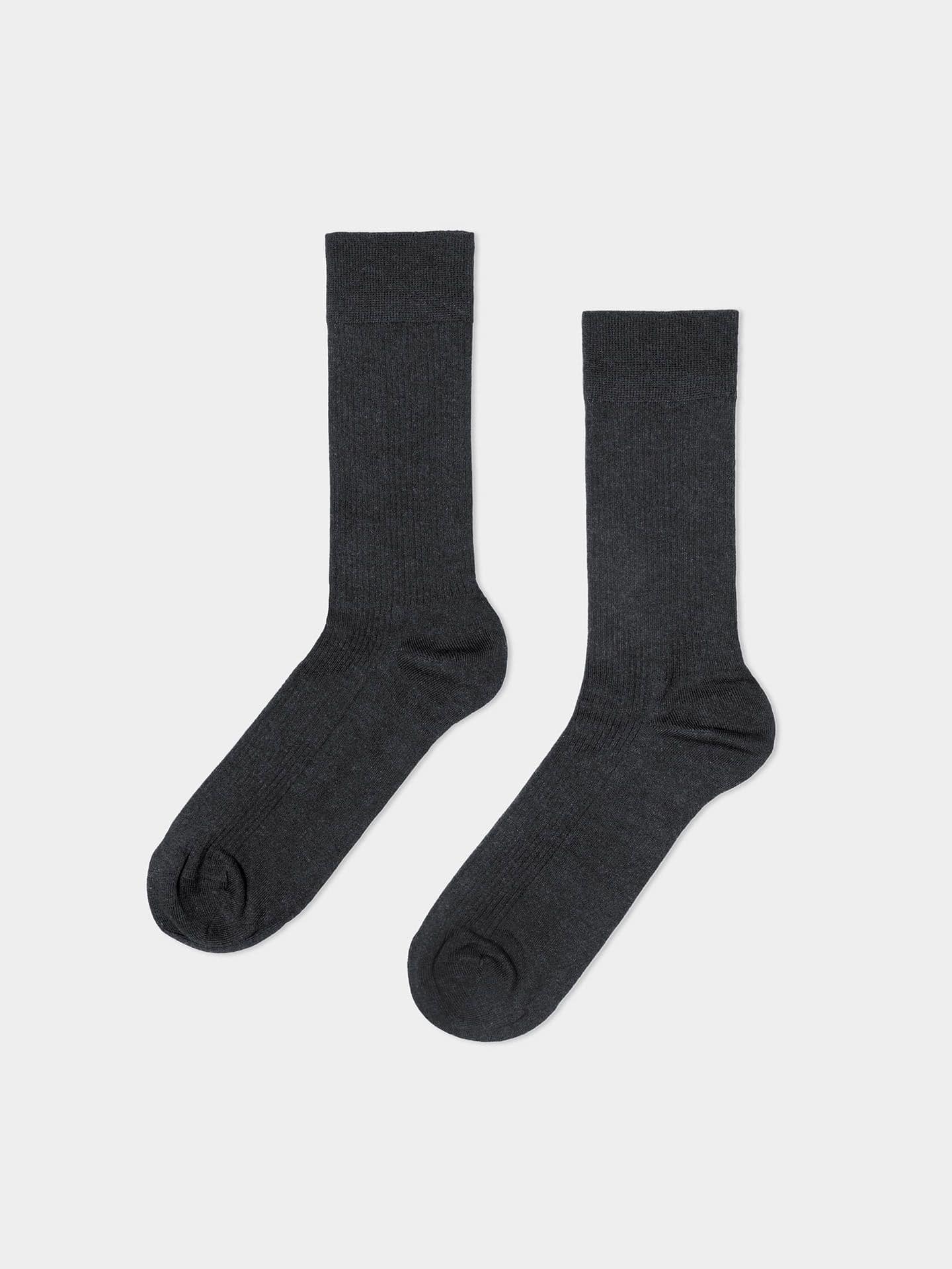 Casual Cotton Ribbed socks in a 3-pack black-melange 39-42