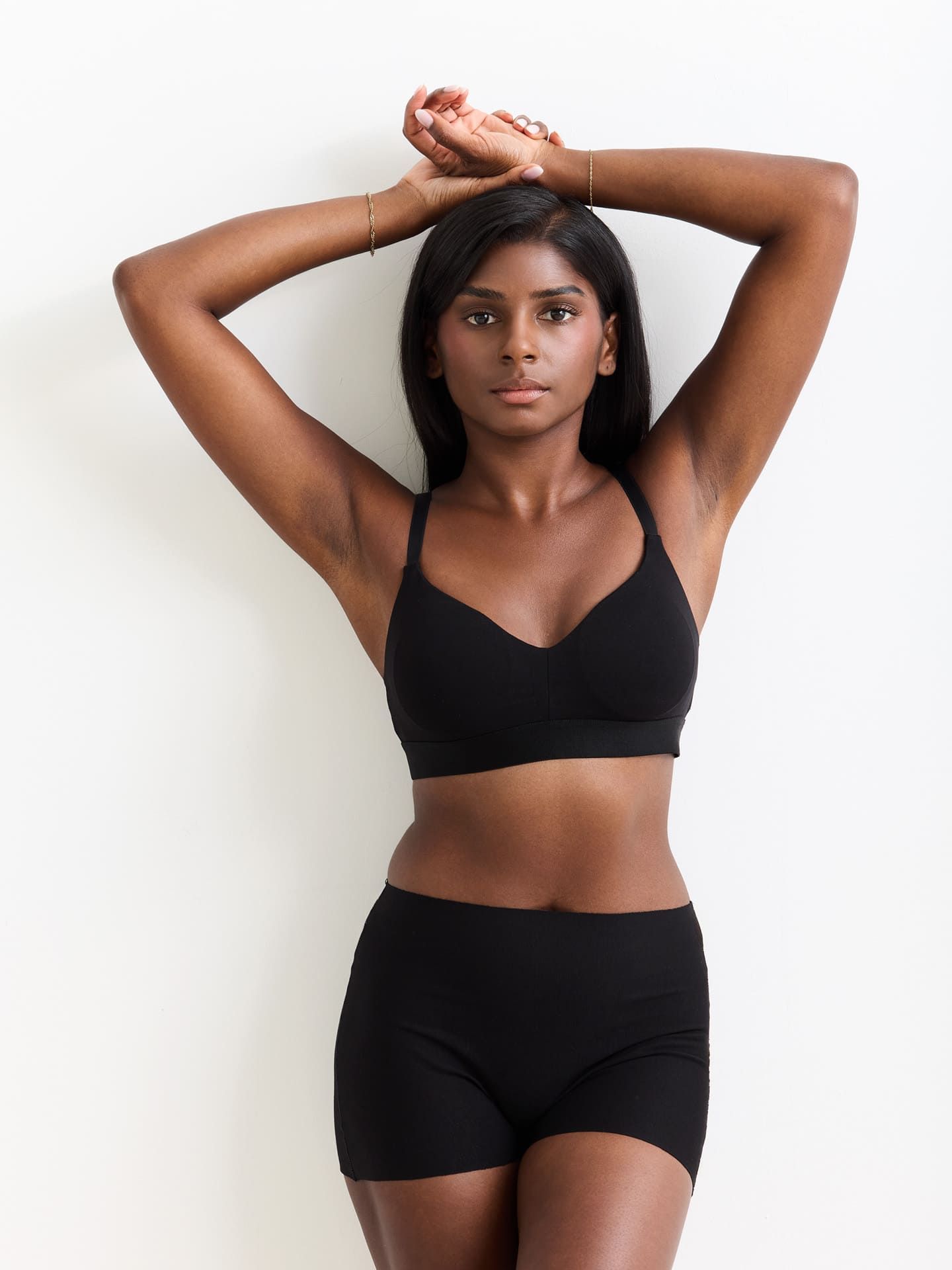 Casual Cotton Bralette with removable Pads black L