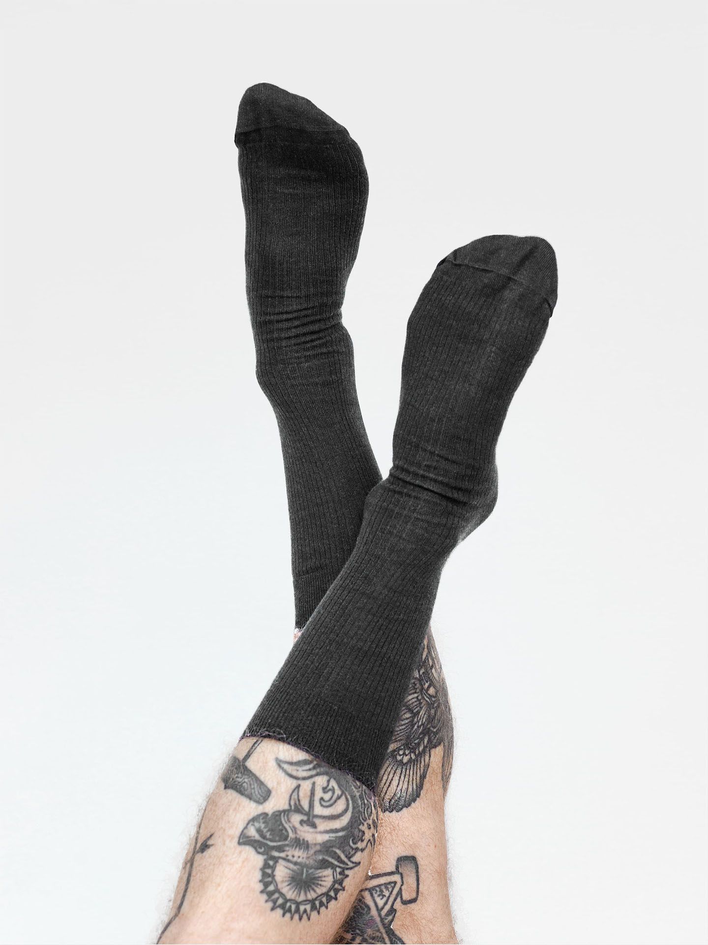 Casual Cotton Gerippte Socken im 3er Pack schwarz-melange 2