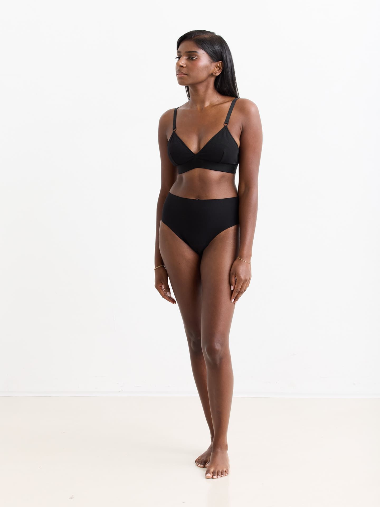 Casual Cotton High Waist Brazil String schwarz 3
