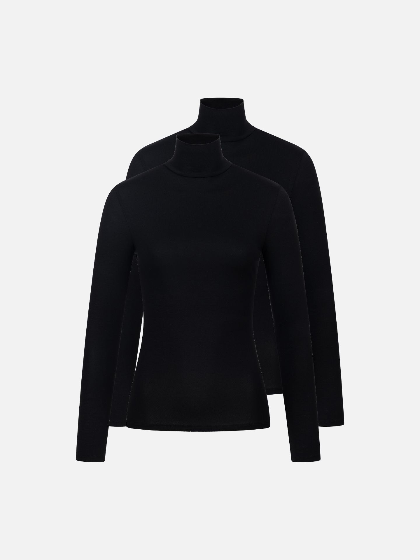 Light Touch Rollkragen Langarmshirt im 2er Pack schwarz 1