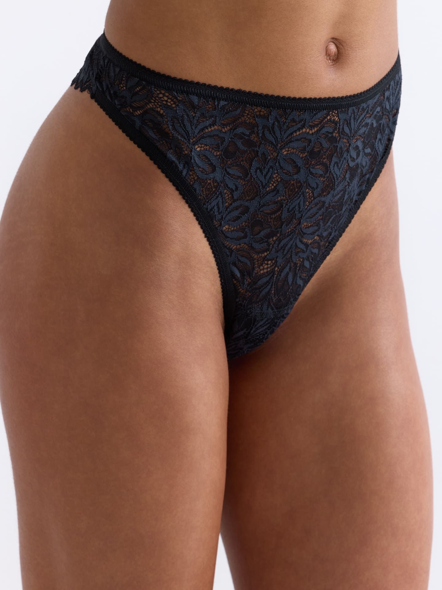 Iconic Lace High Waist Brazil String schatten schwarz 2
