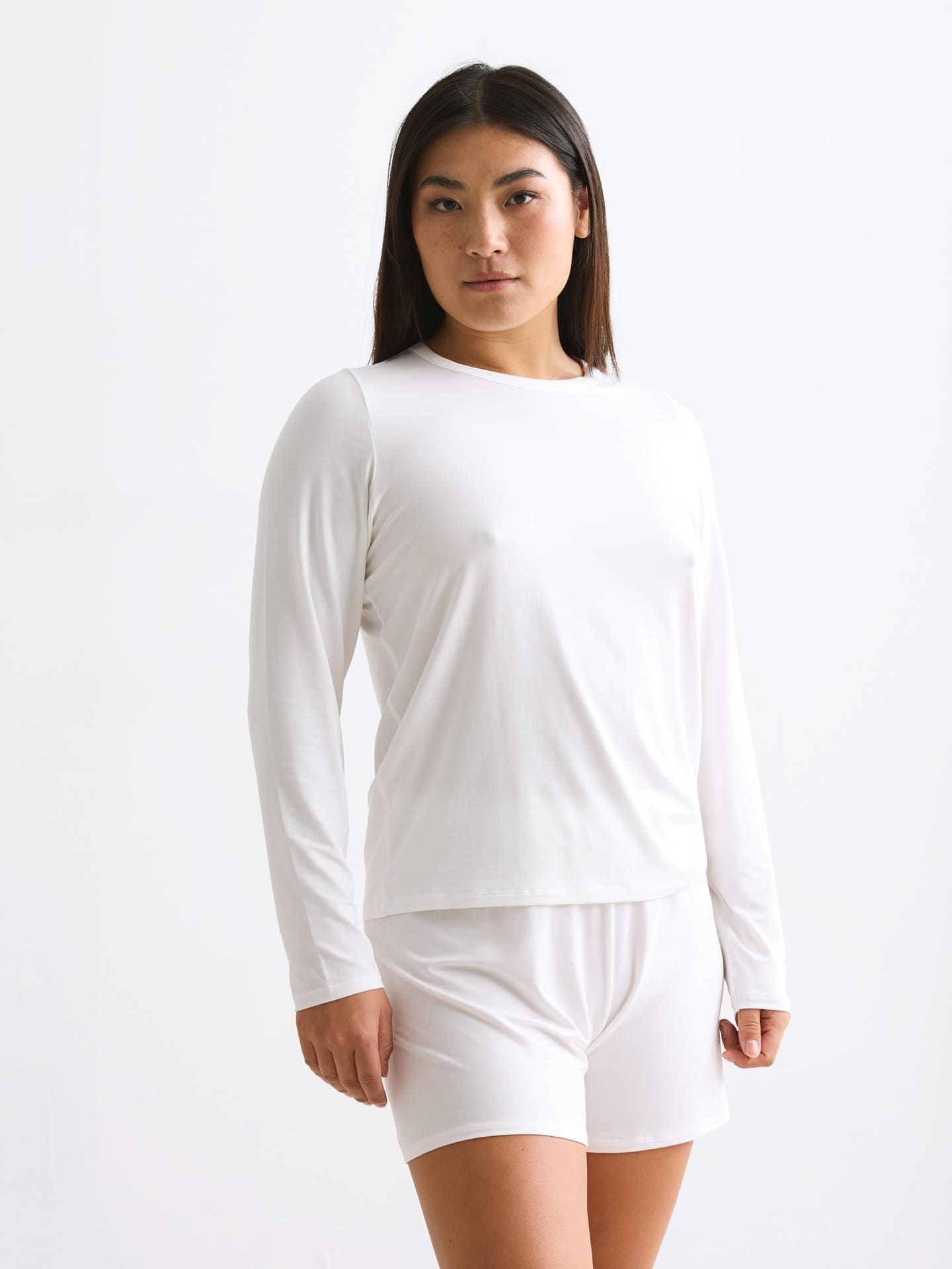 Light Touch lockeres Langarmshirt ecru 1