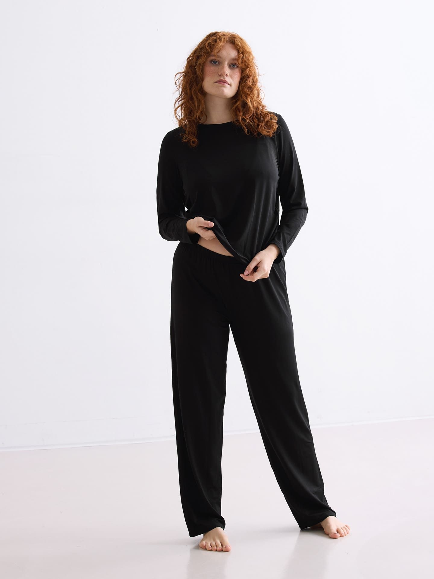 Light Touch lockeres Langarmshirt schwarz 3